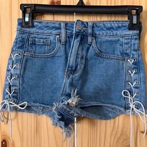 Pacsun Blue Denim Lace-Up Women Shorts